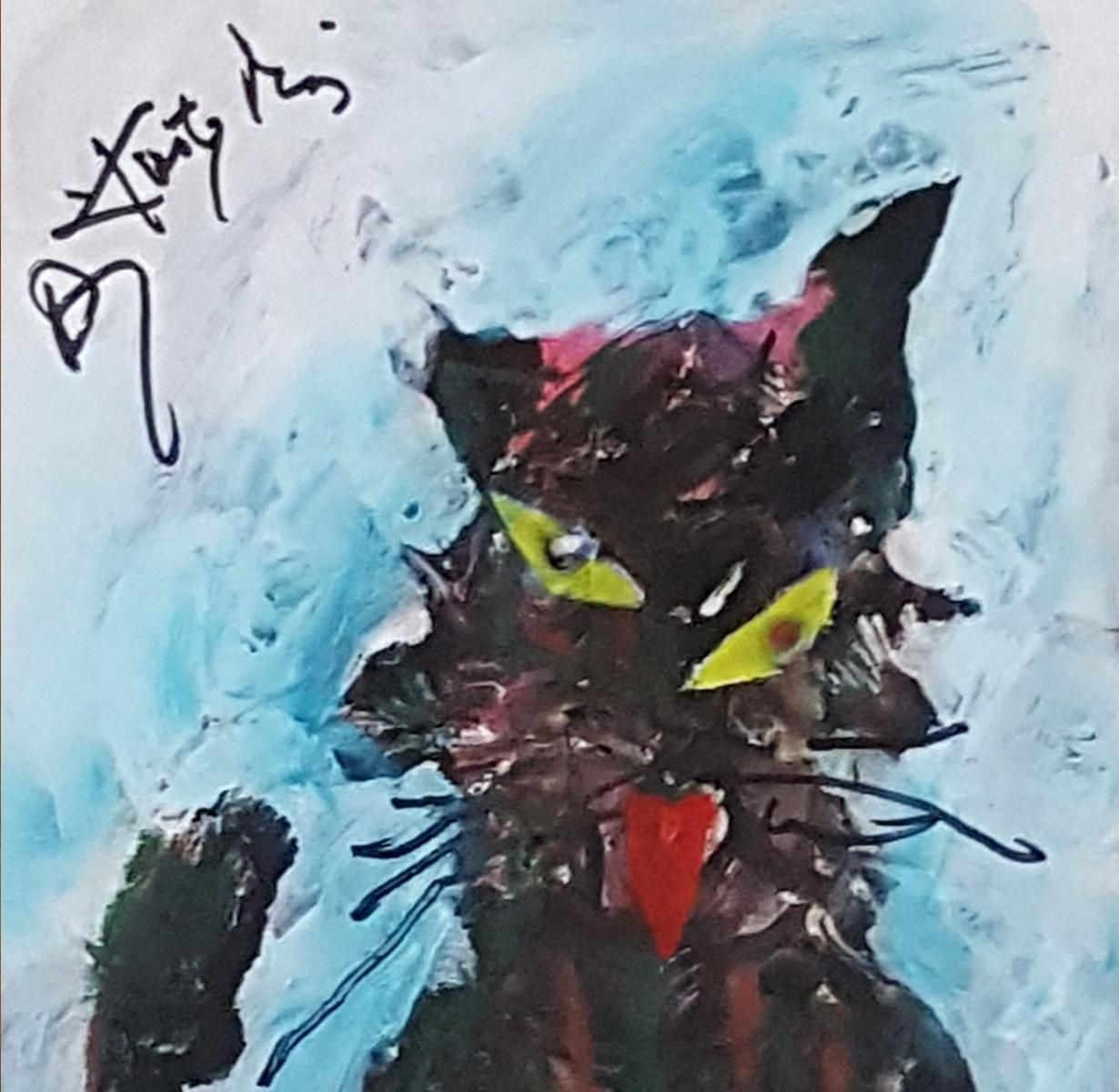 Andrzej Kreutz Majewskimieus   XX Century, Contemporary Acrylic Painting, Cat, Animal, Grotesque2000 photo furniture