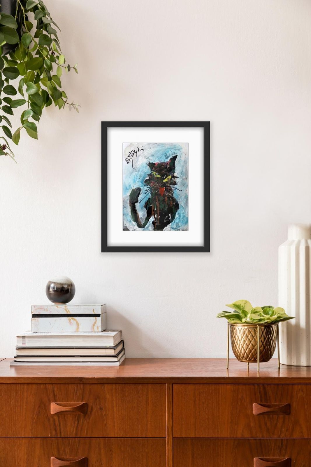Andrzej Kreutz Majewskimieus   XX Century, Contemporary Acrylic Painting, Cat, Animal, Grotesque2000 photo Art