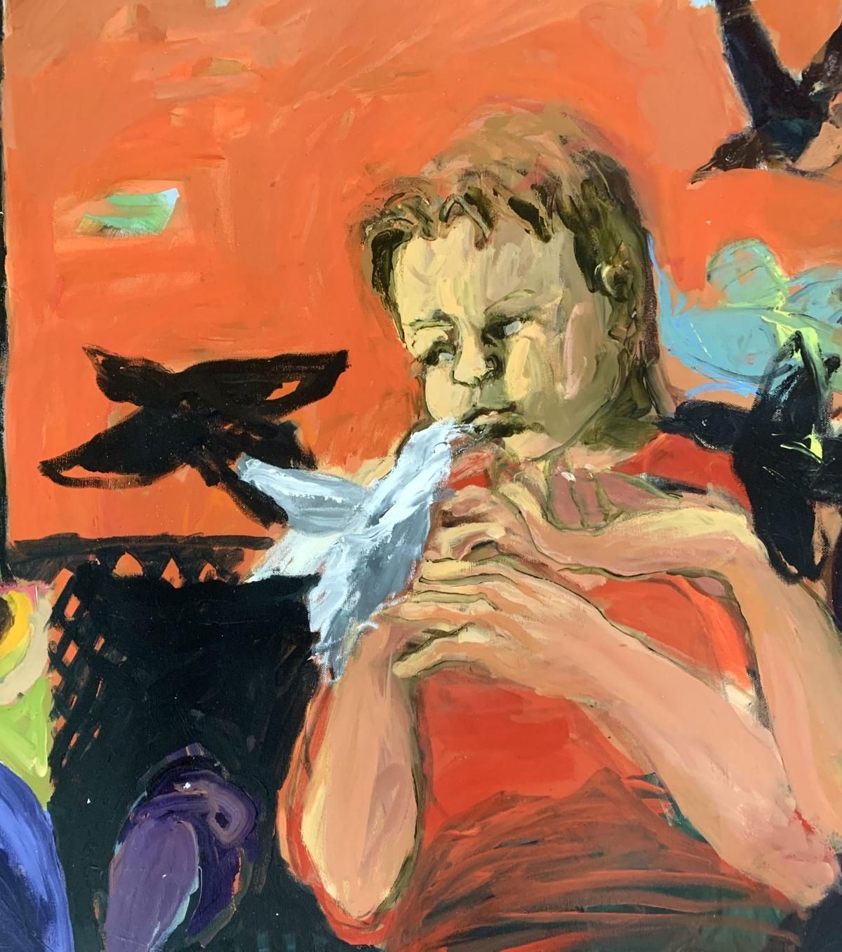 Monika Rossachildren With Birds. Contemporary Figurative Oil Painting, Colorful, Dynamic2012 photo Art