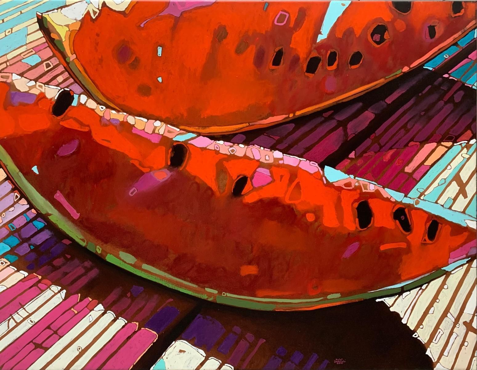 Rafał Gadowskiwatermelon 05. Figurative, Fruit, Colorful Pop Art Still Life, Polish Art2014