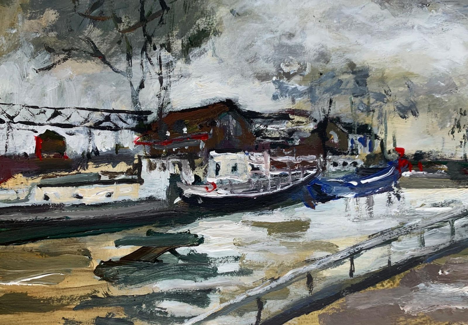 Magdalena Spasowiczthe Boats. Oil On Cardboard, Figurative, Landscape, Marine, Polish Artist2004 photo furniture