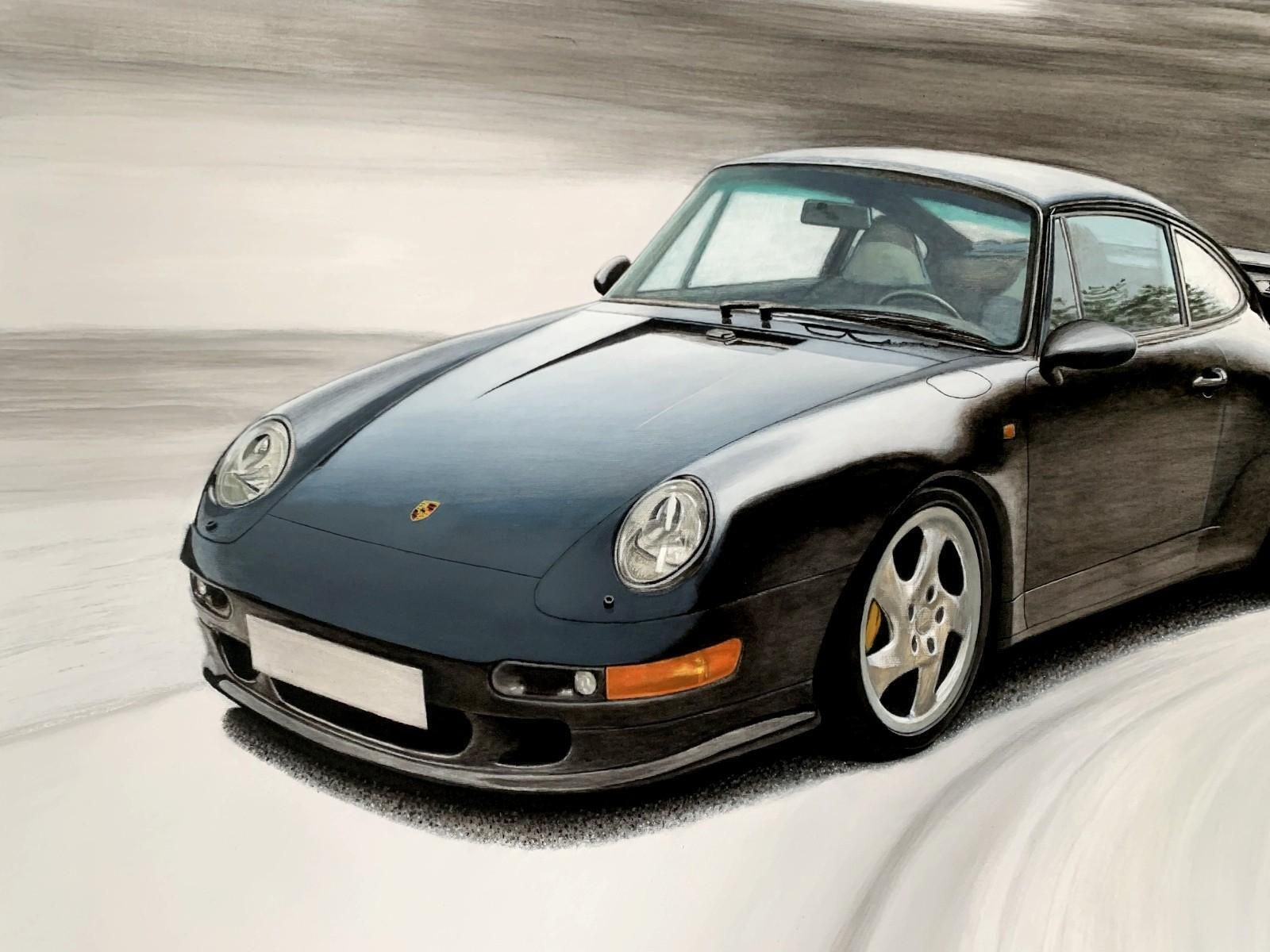 Michal Wojtysiakporsche 993. Contemporary Figurative Acrylic Painting, Realistic Car, Polish Art2023 photo vinterior