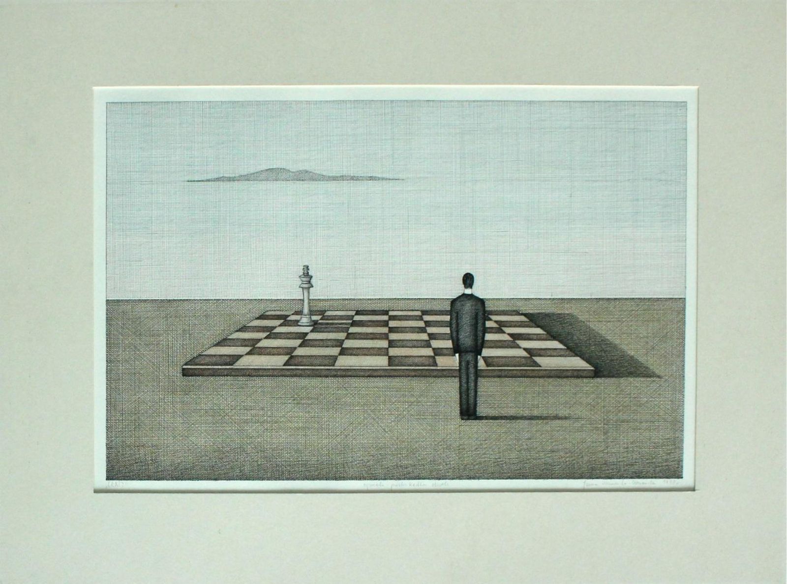 Joanna Wiszniewska Domanskaa Player. Figurative Drawing, Symbolic Surrealism, Chess, Polish Artist1998 photo furniture
