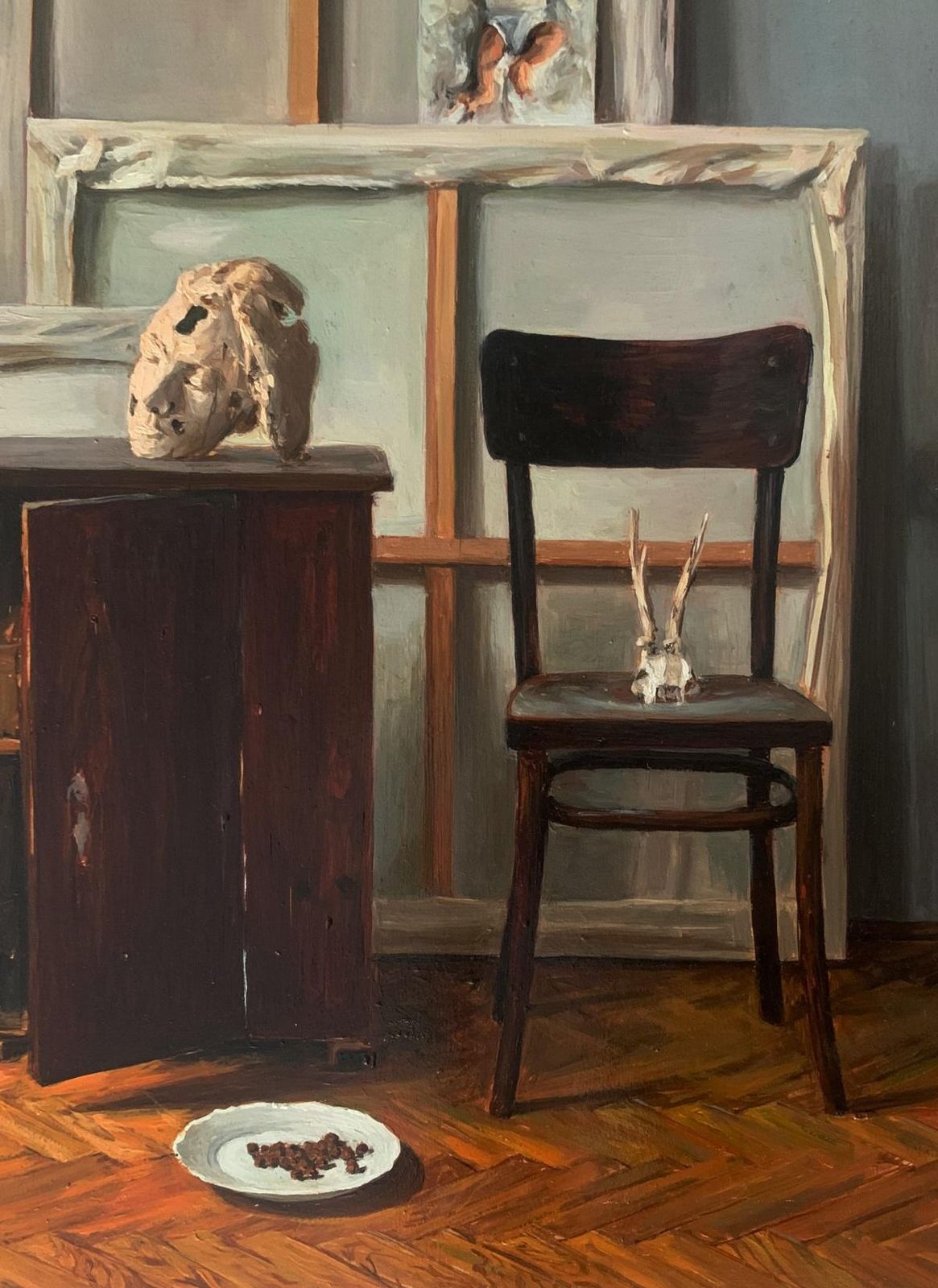 Agnieszka Staak Janczarskastill Life With Canvases. Realistic Figurative Oil Painting, Emerging Polish Art2024 photo for sale