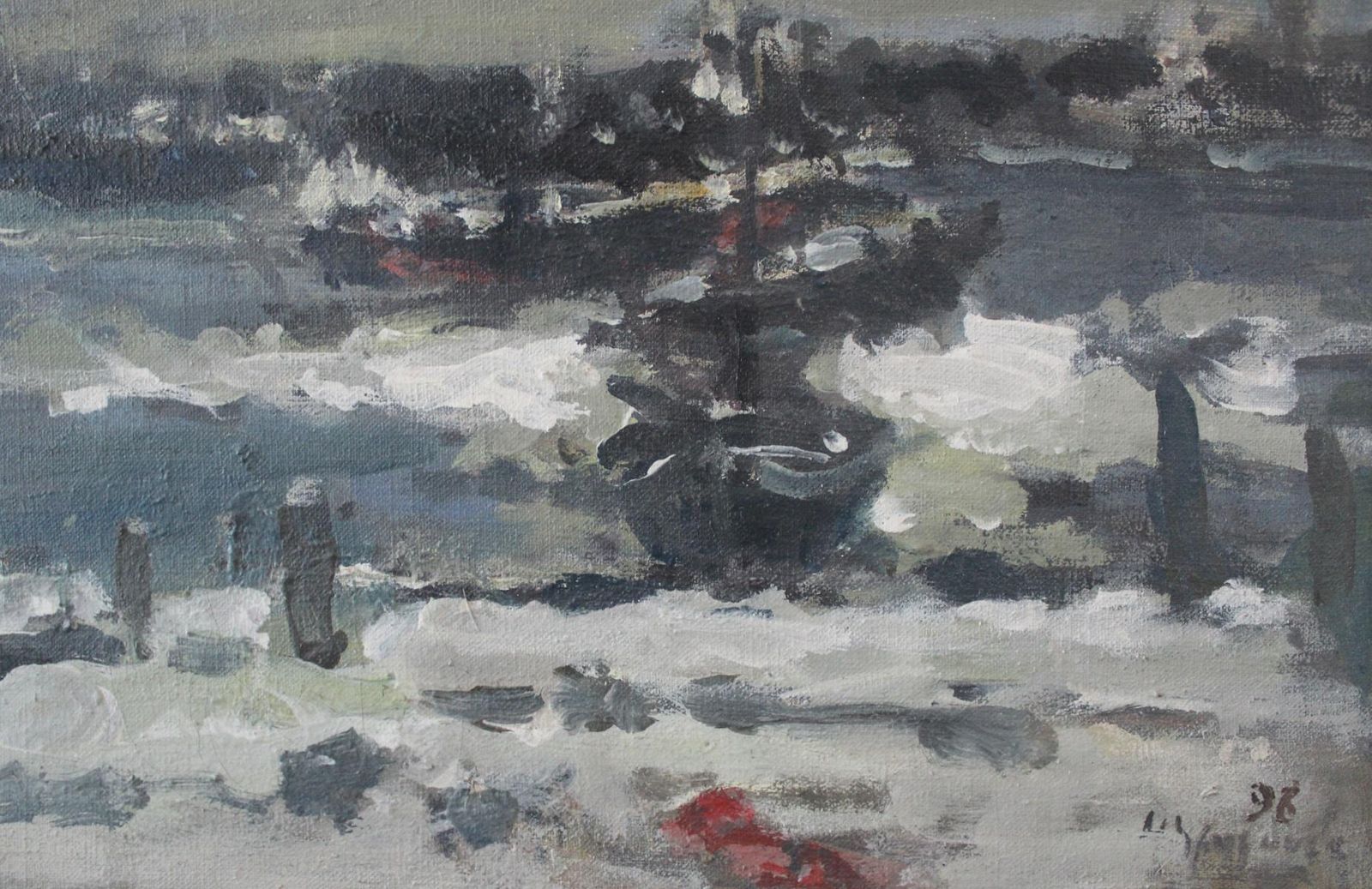 Magdalena Spasowiczthe Sea, Boats. Oil On Canvas, Figurative, Landscape, Marine, Polish Artist1998 photo for sale