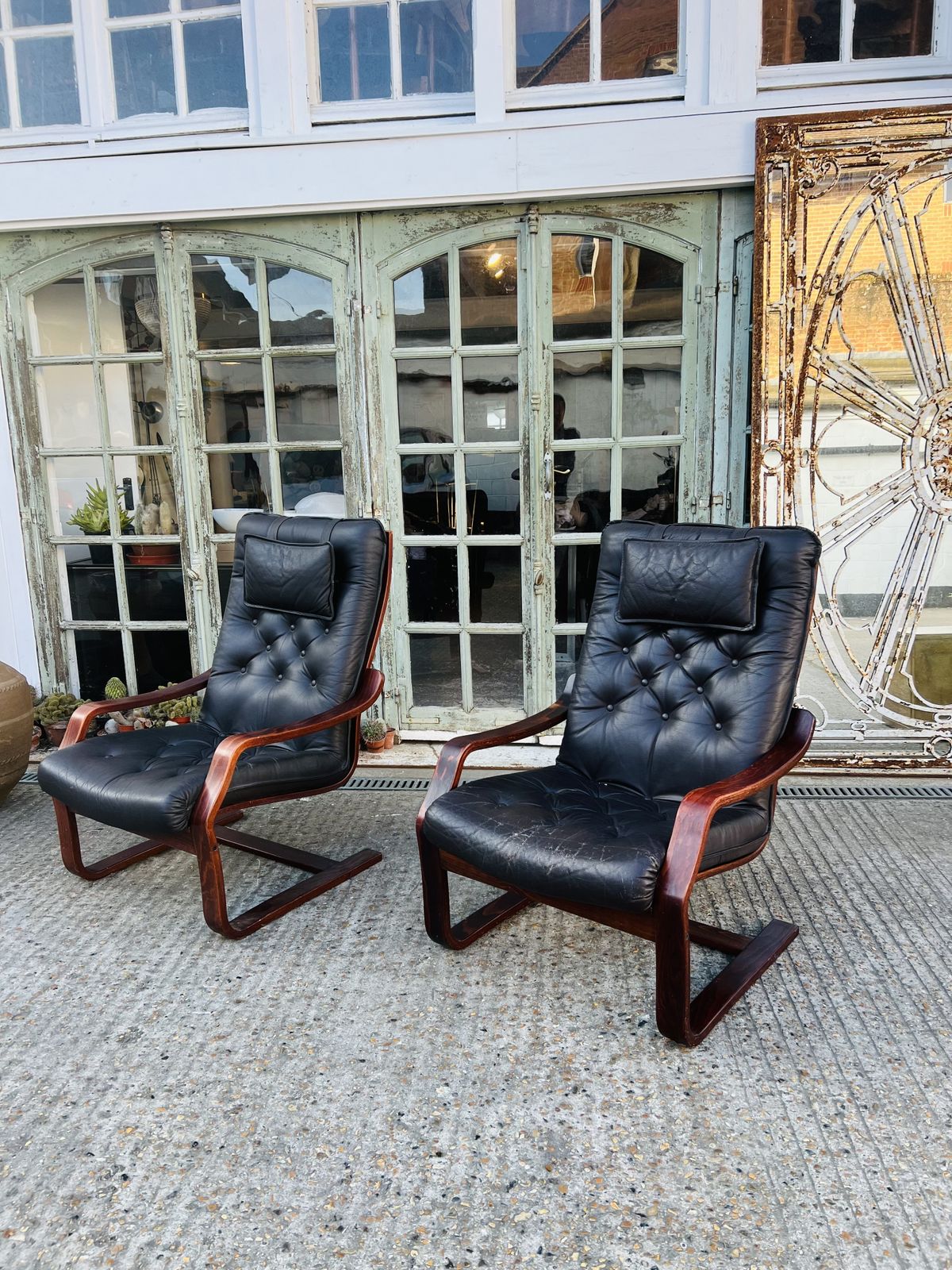 Danish Chairs, 1970s, Leather, Vintage photo 855.0