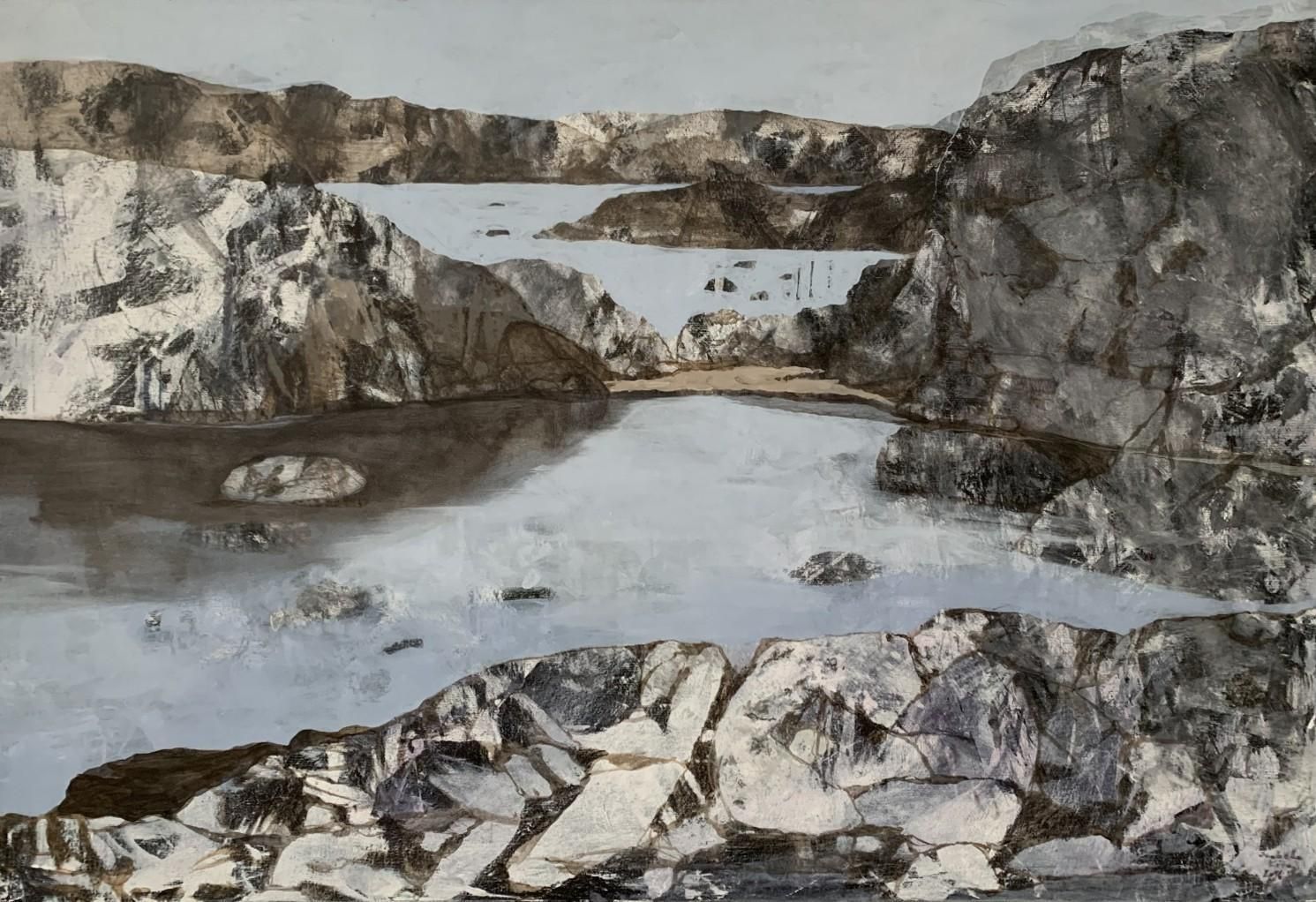 Izabela Kitanorth Coast   Contemporary Acrylic Landscape Painting, Waterscape, Polish Art2020