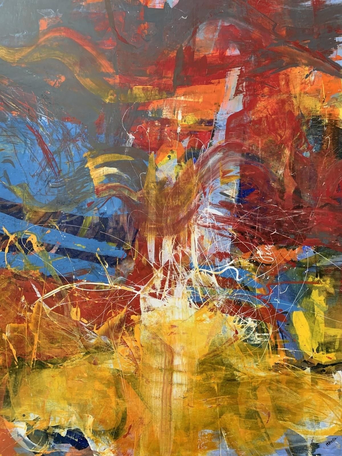 Monika Rossaabstraction   Contemporary Abstract Oil Painting, Colorful, Dynamic2021 photo furniture