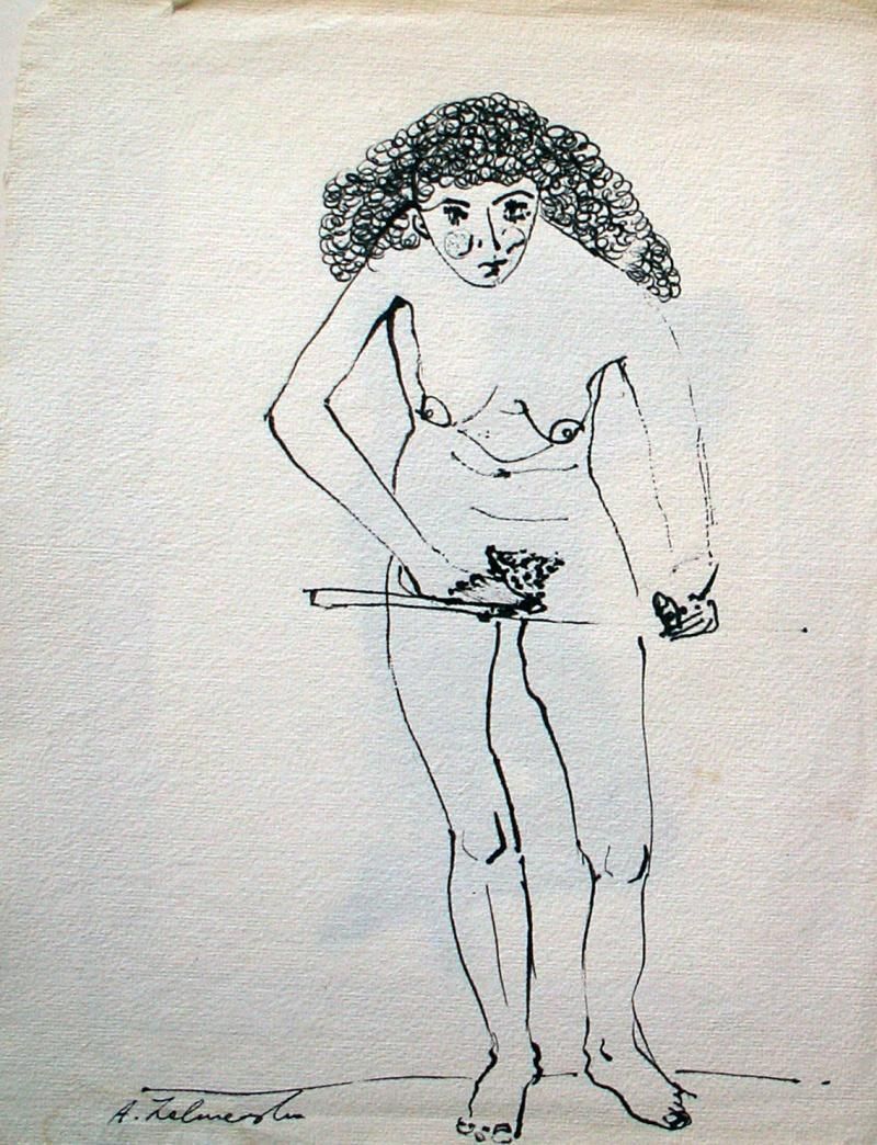 Agnieszka Zakrzewskauntitled   Xxi Century, Contemporary Figurative Ink Drawing, Nude2011