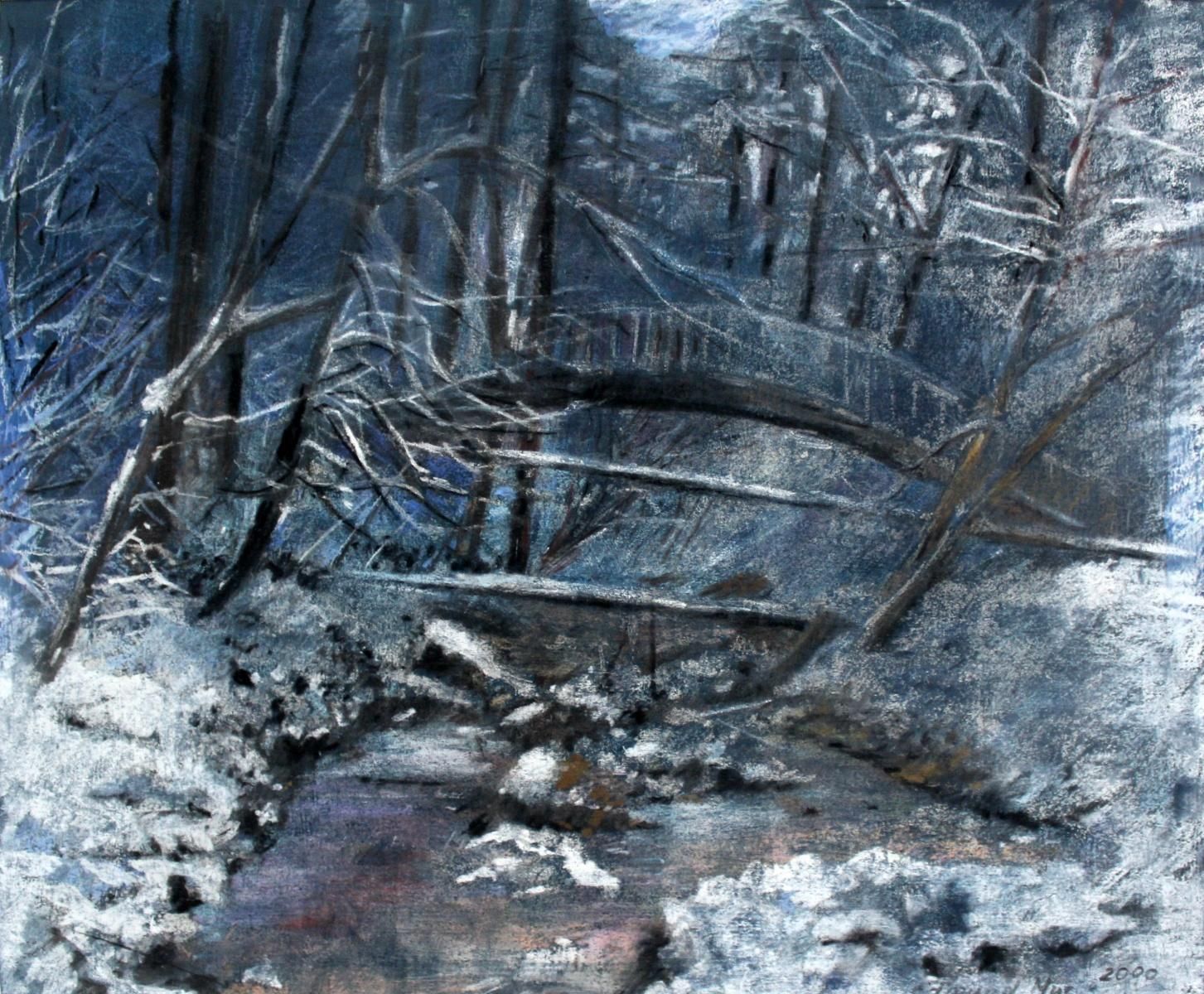 Edmund Mucwinter Landscape   XX Century, Pastel Figurative, Blue Tones, Realism2000