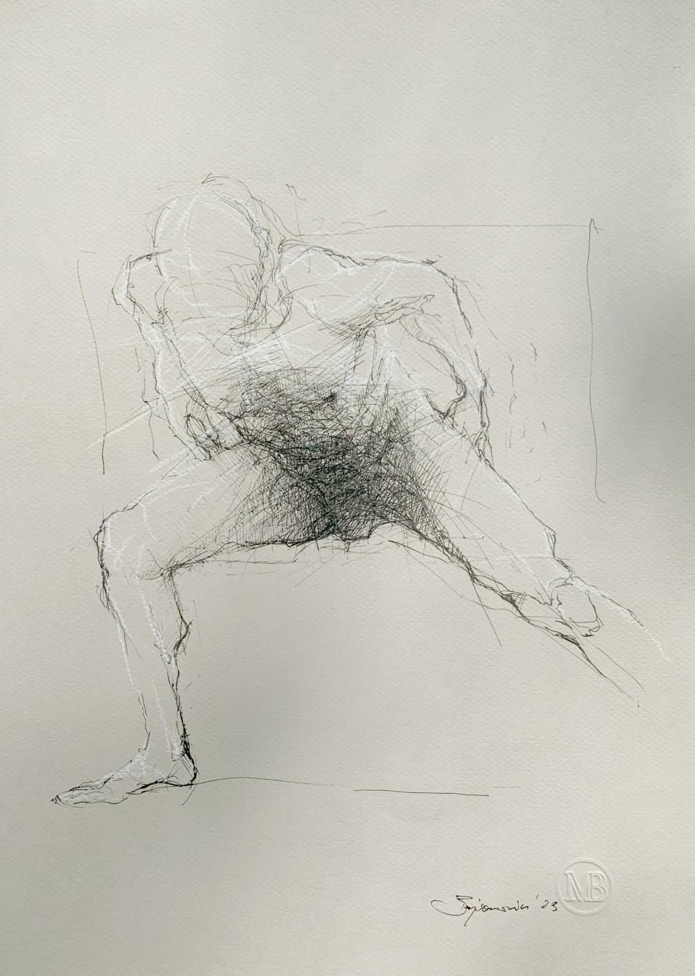 Michał Bajsarowicznude    Mixed Media Drawing, Figurative, Subtle, Sketchy Style, Polish Art2023