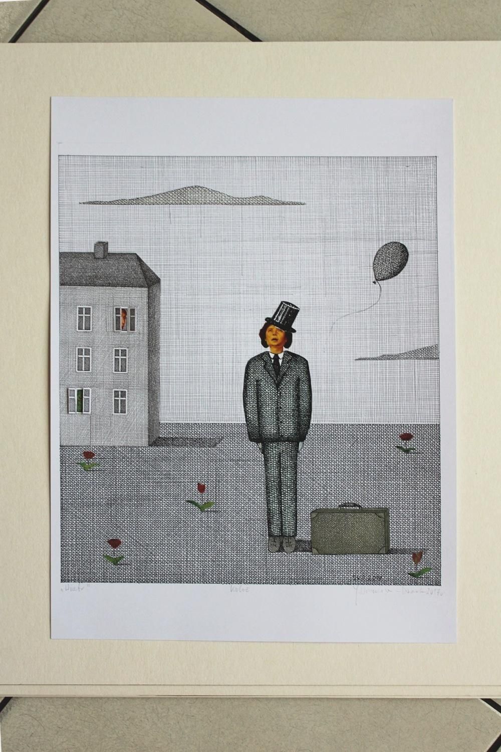 Joanna Wiszniewska Domanskaa Wind   Xxi Century Contemporary Figurative Print & Collage, Surrealism2017 photo furniture