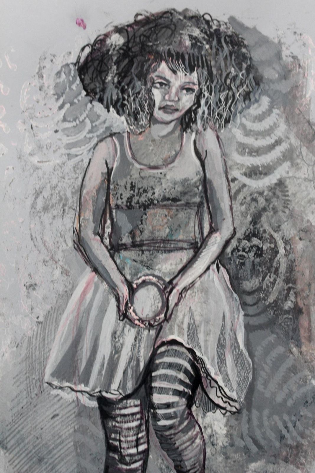 Paulina Maksjanstripes   Xxi Century, Contemporary Figurative Drawing, Grey, Women2018 photo Art