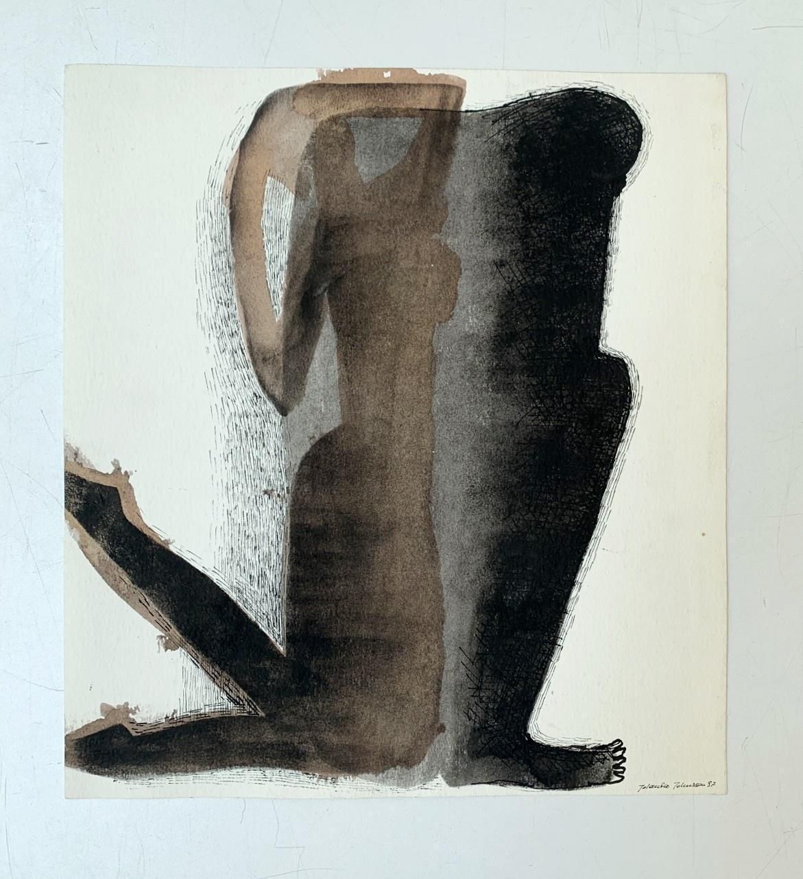 Jolanta Johnssontwo Transparent Figures   Figurative Drawing, Black & White, Polish Artist1997 photo furniture