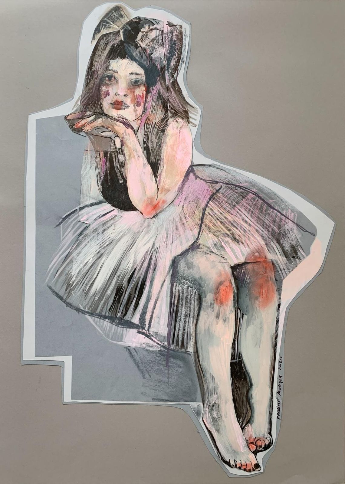 Paulina Maksjanthoughtful   Woman, Figurative Drawing, Pastel Colours, Female Figure2020