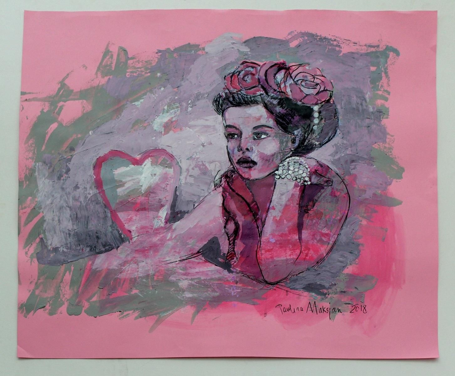 Paulina Maksjanpink One   Xxi Century, Contemporary Figurative Drawing, Women2018 photo furniture