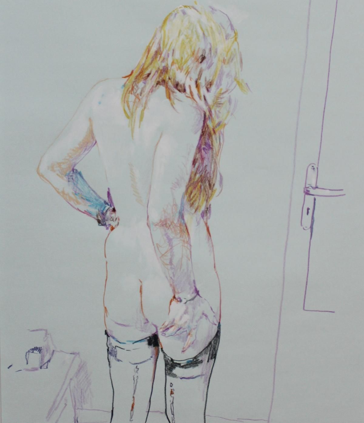 Leszek Zegalskia Nude. Contemporary Drawing, Female Nude, Polish Artist2018 photo furniture