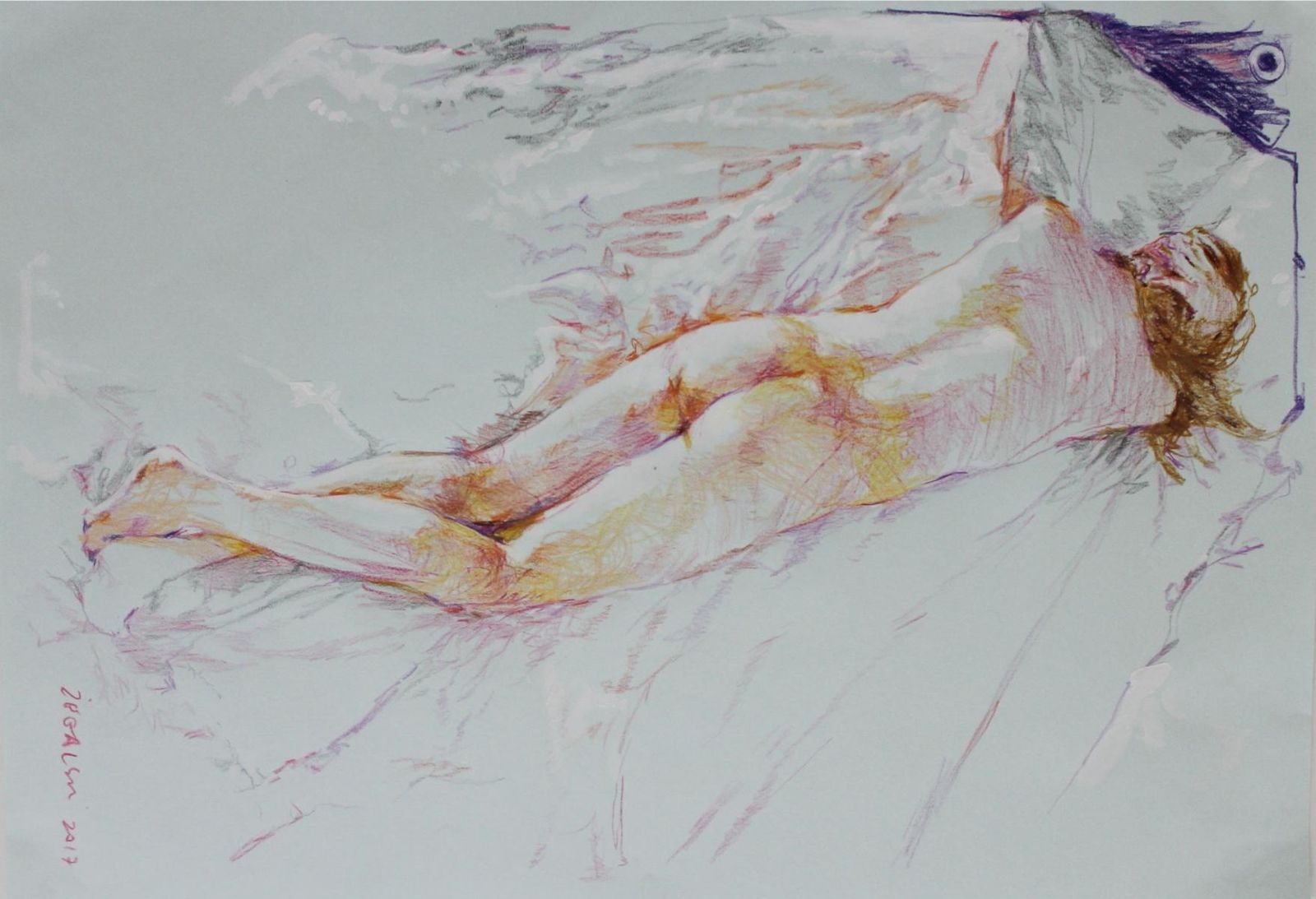 Leszek Zegalskia Nude. Contemporary Drawing, Female Nude, Polish Artist2017
