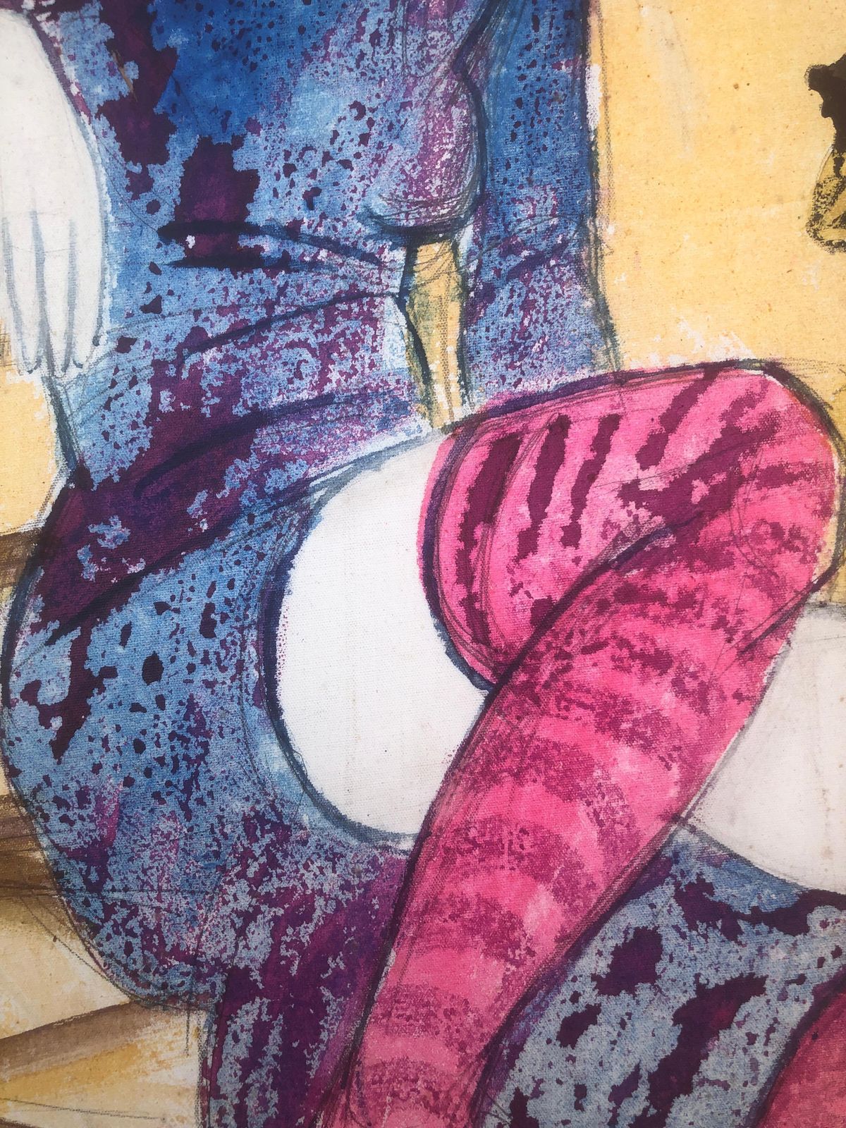 Jordi Curos Woman Posing Mixed Media Painting 1979 photo for sale