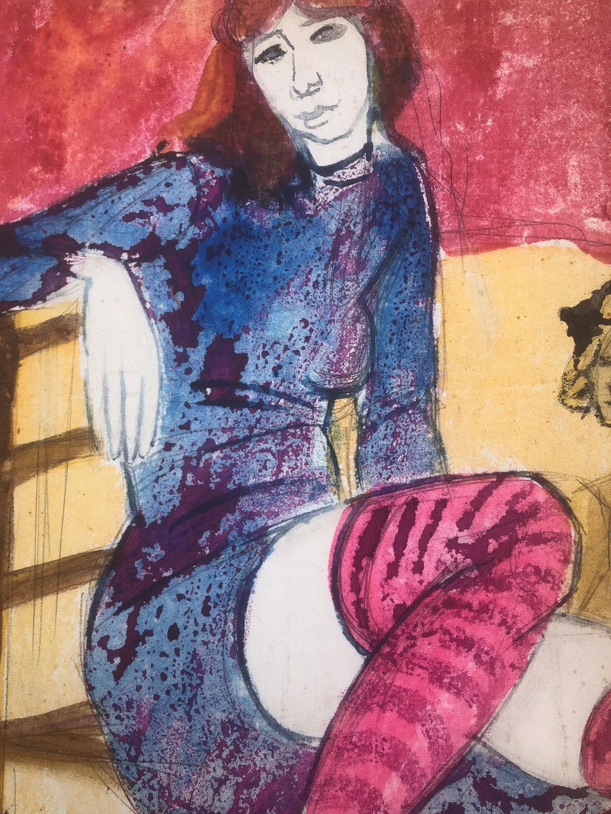 Jordi Curos Woman Posing Mixed Media Painting 1979 photo buy