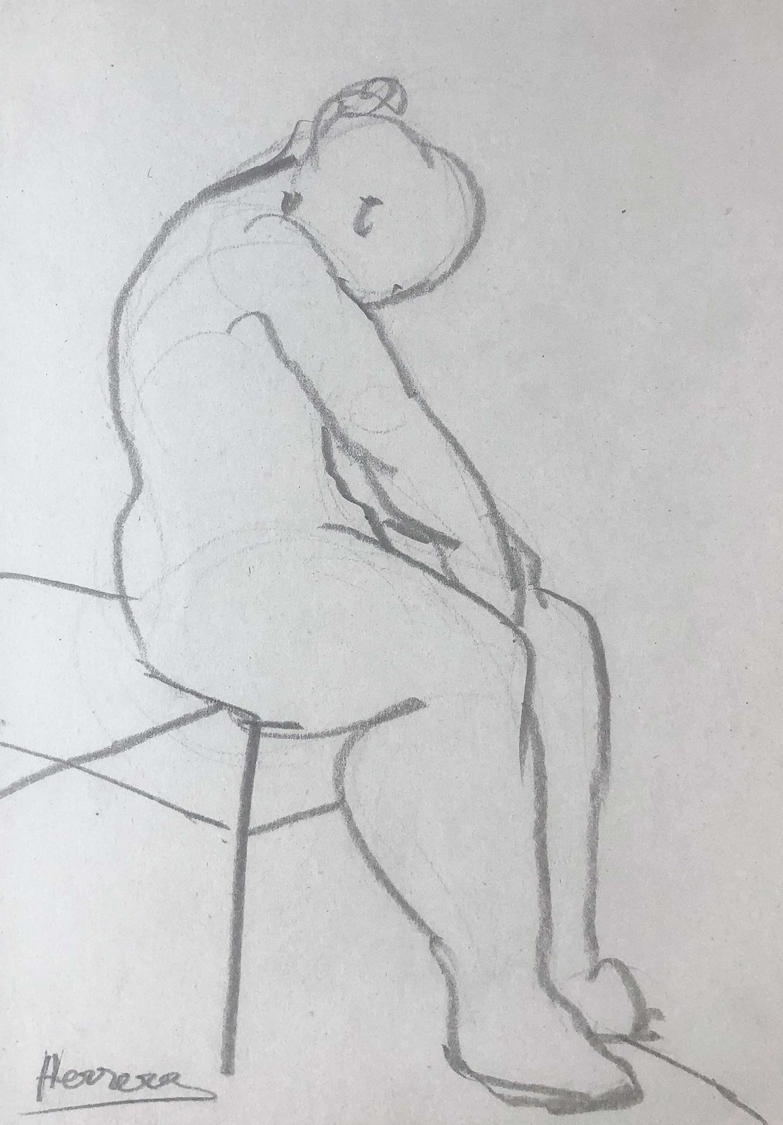 Jose Antonio Herrera Alcazar Nude Woman Pencil On Paper Artwork 2015