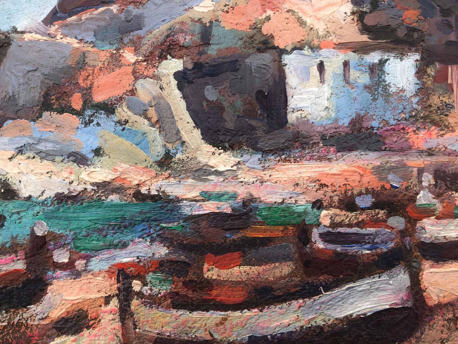 Josep Marfa Guarro Tossa De Mar Spanish Seascape Original Oil On Cardboard Painting Mediterranean 1985 photo buy