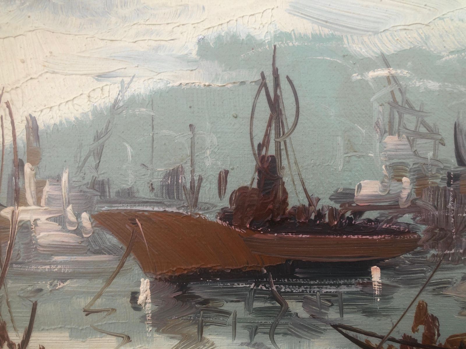 Antonio Segrelles Spanish Pier Oil On Canvas Painting Spain Seascape C.2000 photo 600.0