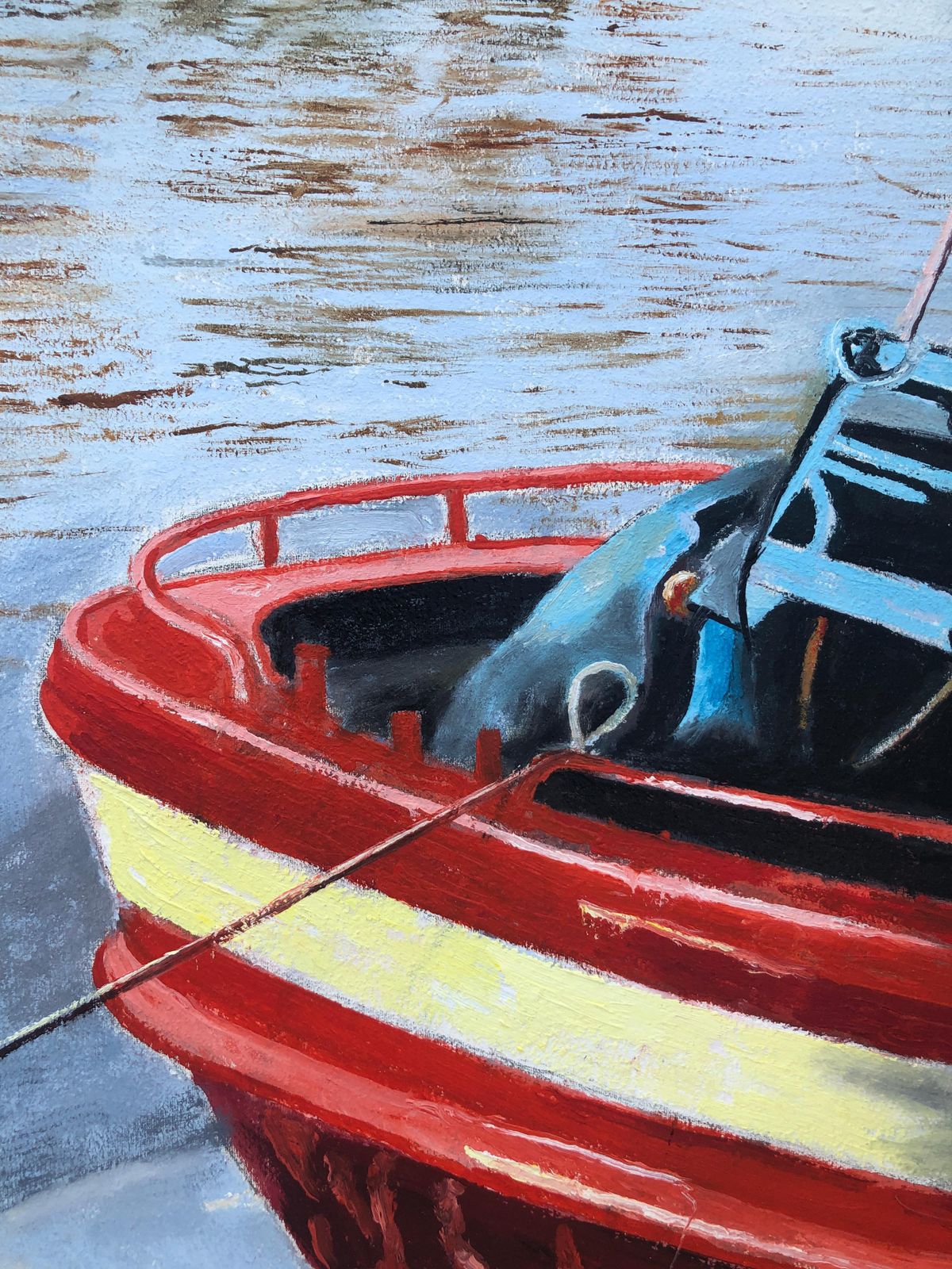 Unknown Fishing Port Oil On Canvas Painting Seascape Boats European Art 2014 photo Art
