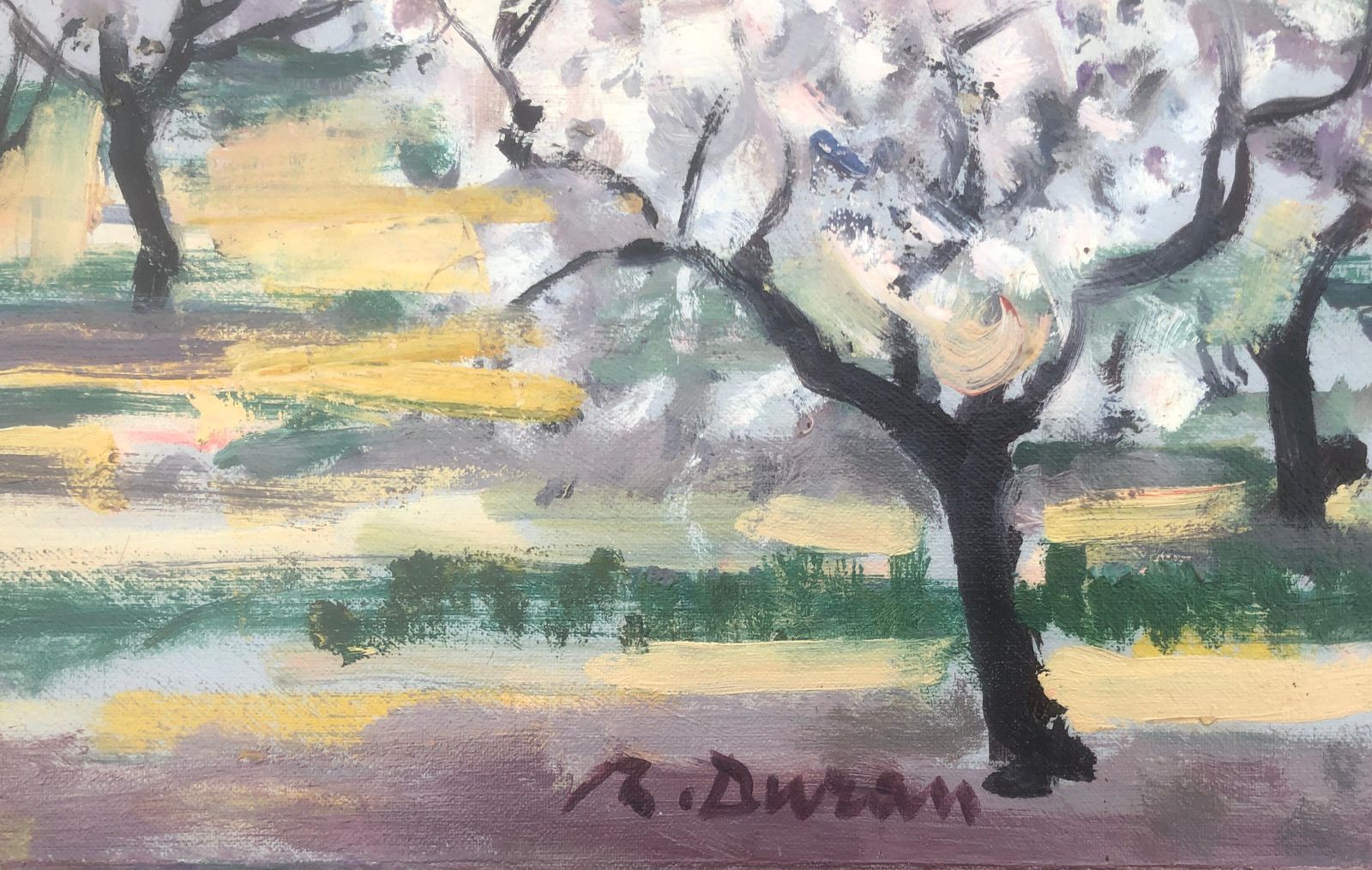 Rafael Duran Benet Almond Trees In Bloom Spain Oil Painting Spanish Landscape C.1990 photo furniture