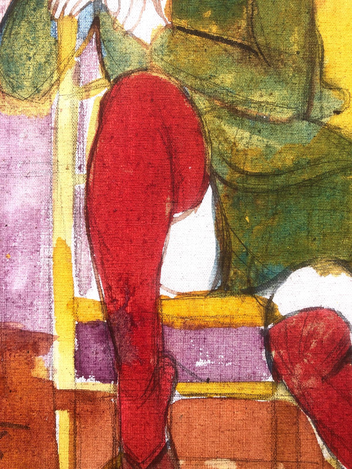 Jordi Curos Woman Posing Mixed Media Painting 1979 photo for sale