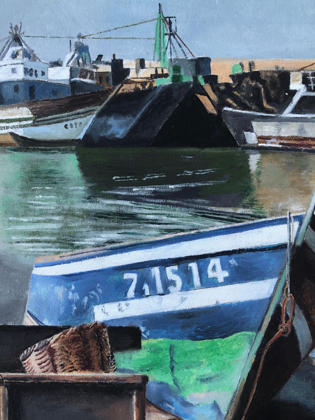 Onbekend Vissershaven Olieverf Op Doek Schilderij Zeegezicht Boten Europese Kunst 2014 photo buy