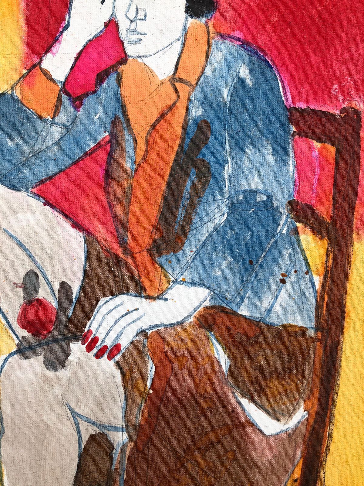 Jordi Curos Woman Posing Acrylic Painting 1979 photo vinterior