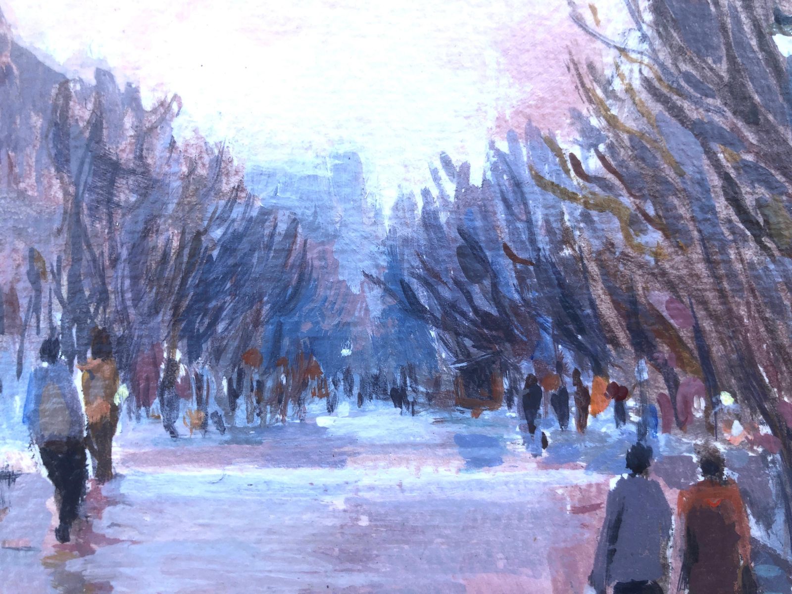 Josep Marfa Guarro Barcelona Boulevard At Dusk Urban Landscape Oil Painting Impressionist Europe 1990s photo Art