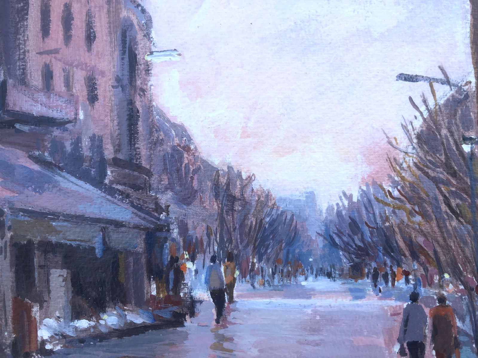 Josep Marfa Guarro Barcelona Boulevard At Dusk Urban Landscape Oil Painting Impressionist Europe 1990s photo buy