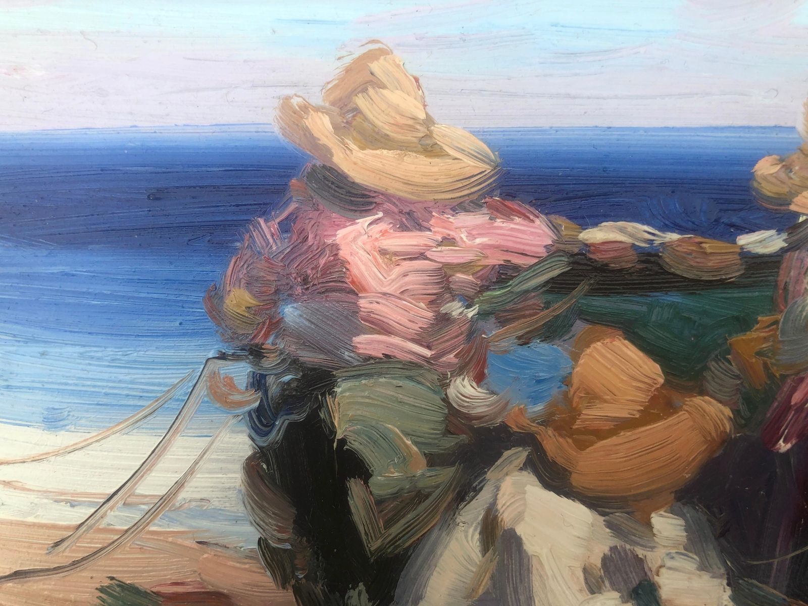 Gabriel Casarrubios Mediterranean Fisherwomen By The Sea Impressionist Coastal Oil Painting Spain C.2000 photo vinterior