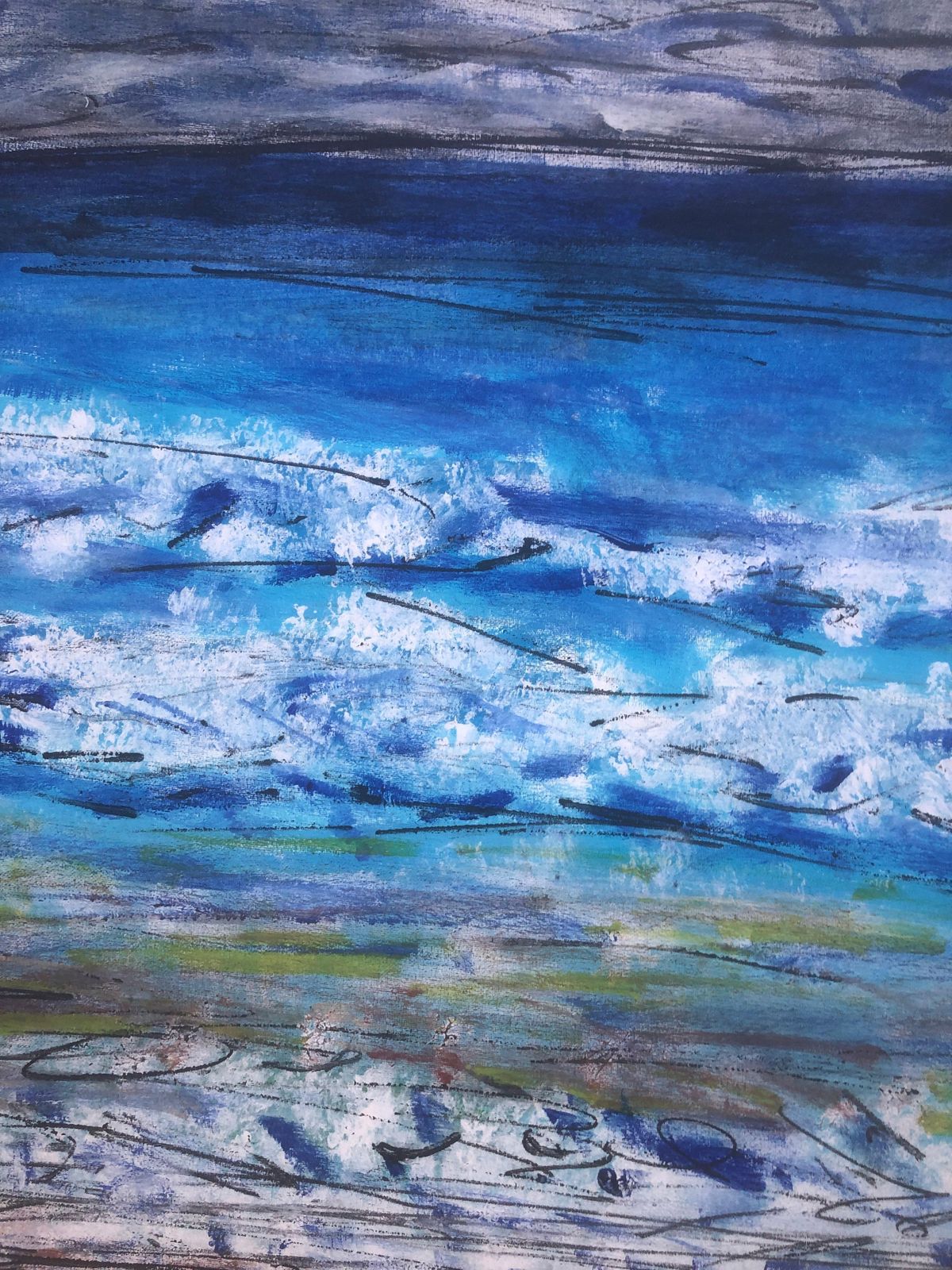 Unknown Beach Mediterranean Seascape Oil On Canvas Painting 2012 photo 600.0