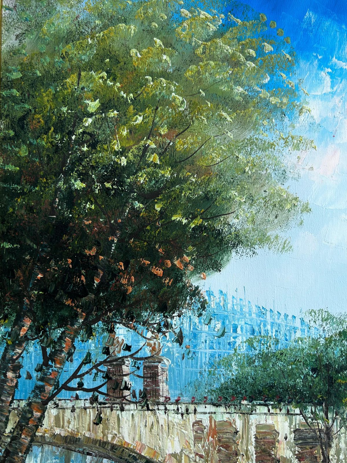 Caroline Burnnet Paris France Oil On Canvas Painting Urbanscape C.1980 photo buy