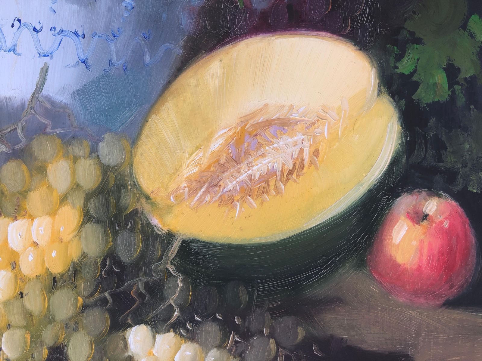 Vintage Spanish Fruit Still Life Oil Painting  1990 photo Art