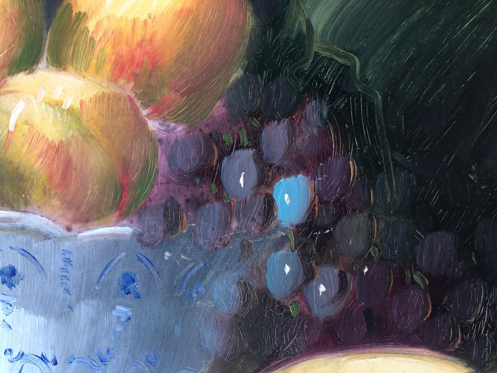 Vintage Spanish Fruit Still Life Oil Painting  1990 photo buy