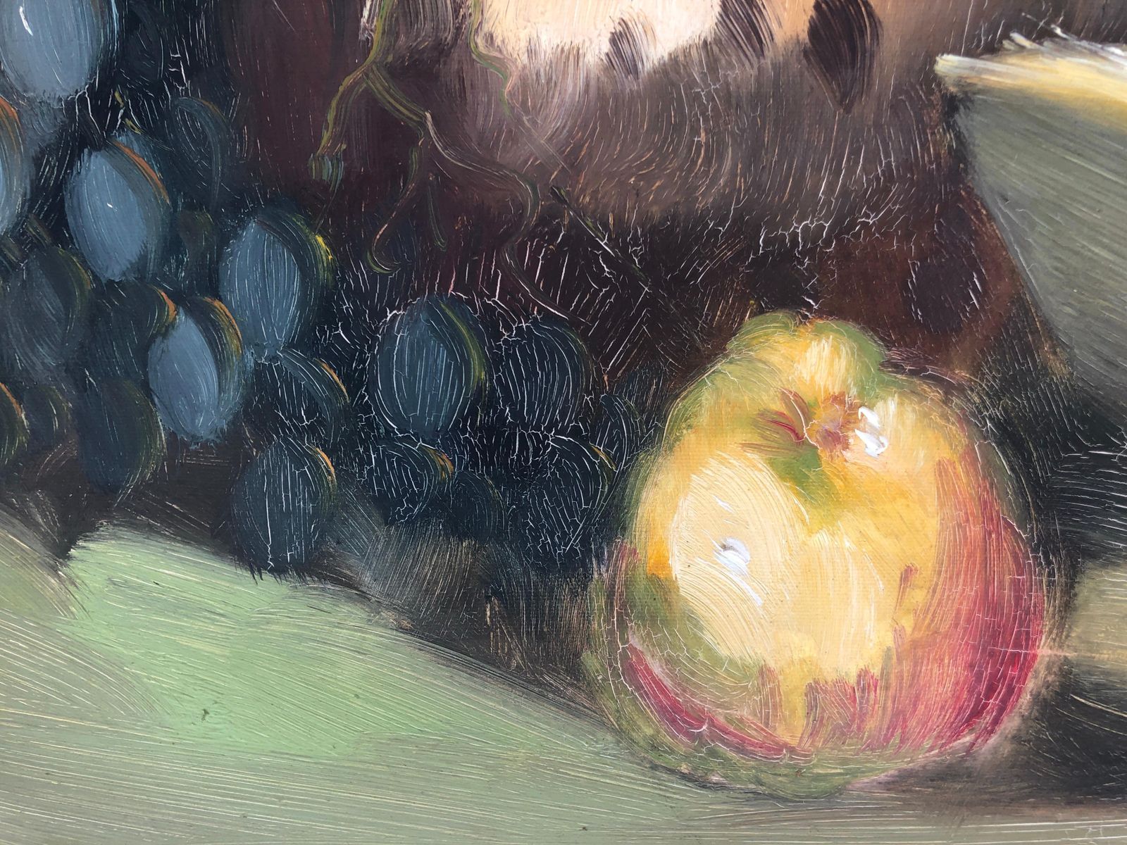 photo furniture Vintage Spanish Fruit Still Life Oil Painting  1990