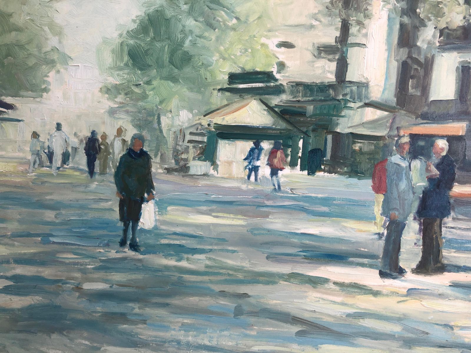 Pascual Fresquet Barcelona Street Scene Olieverfschilderij Op Doek Spaans Mediterraan Stadsgezicht Ca. 1985 photo buy