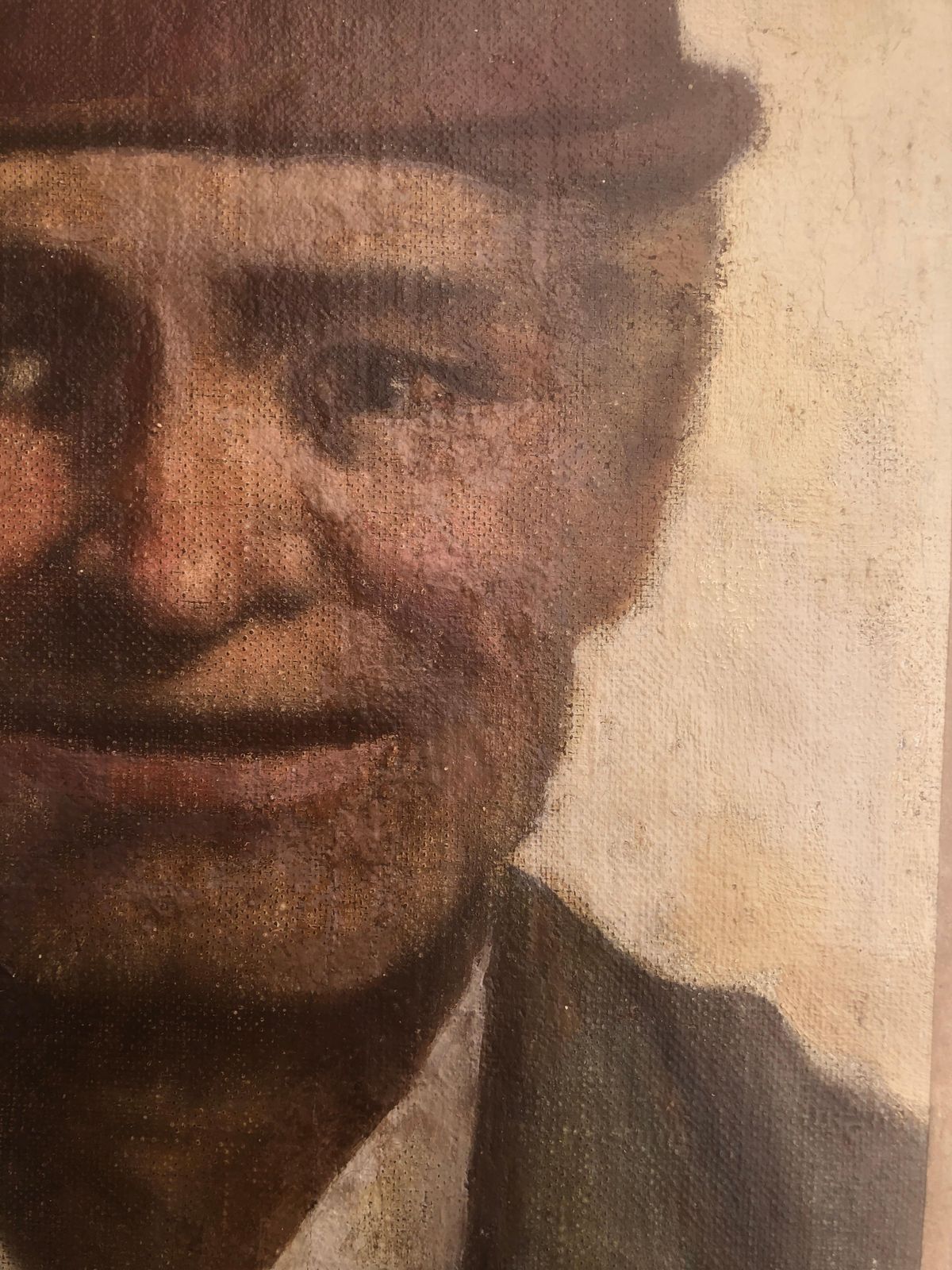 Catalan Peasant Oil On Canvas Painting Spanish C.1930 photo for sale
