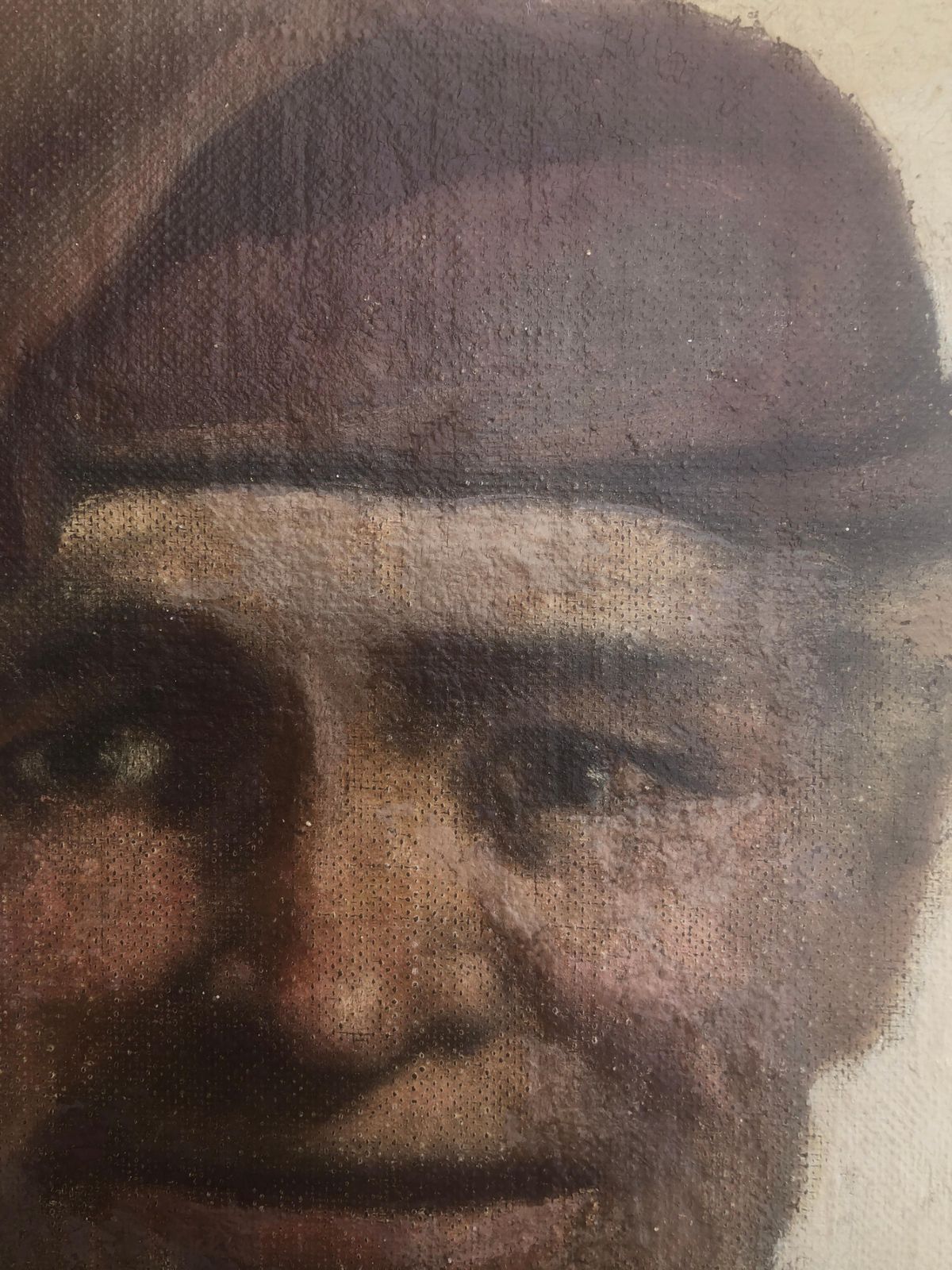 Catalan Peasant Oil On Canvas Painting Spanish C.1930 photo vinterior