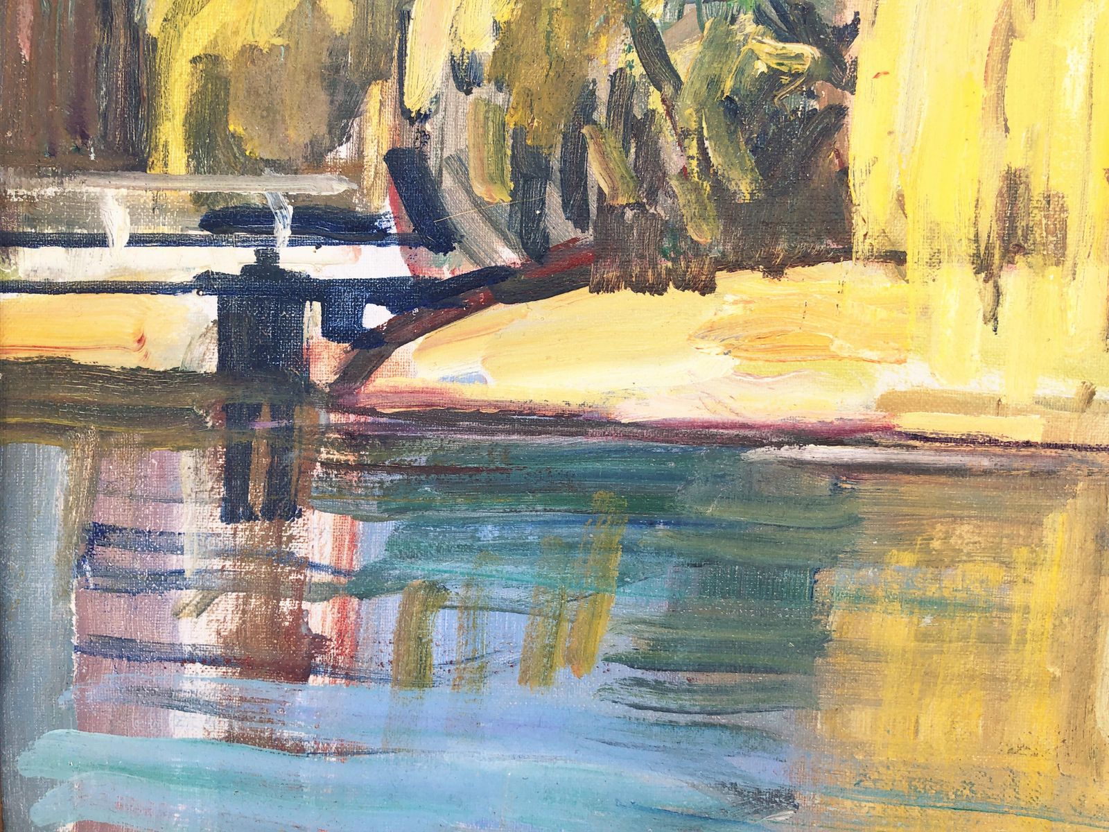Rafael Duran Benet Colorful Lake Landscape With Reflections Post Impressionist European Oil C.2000 photo buy