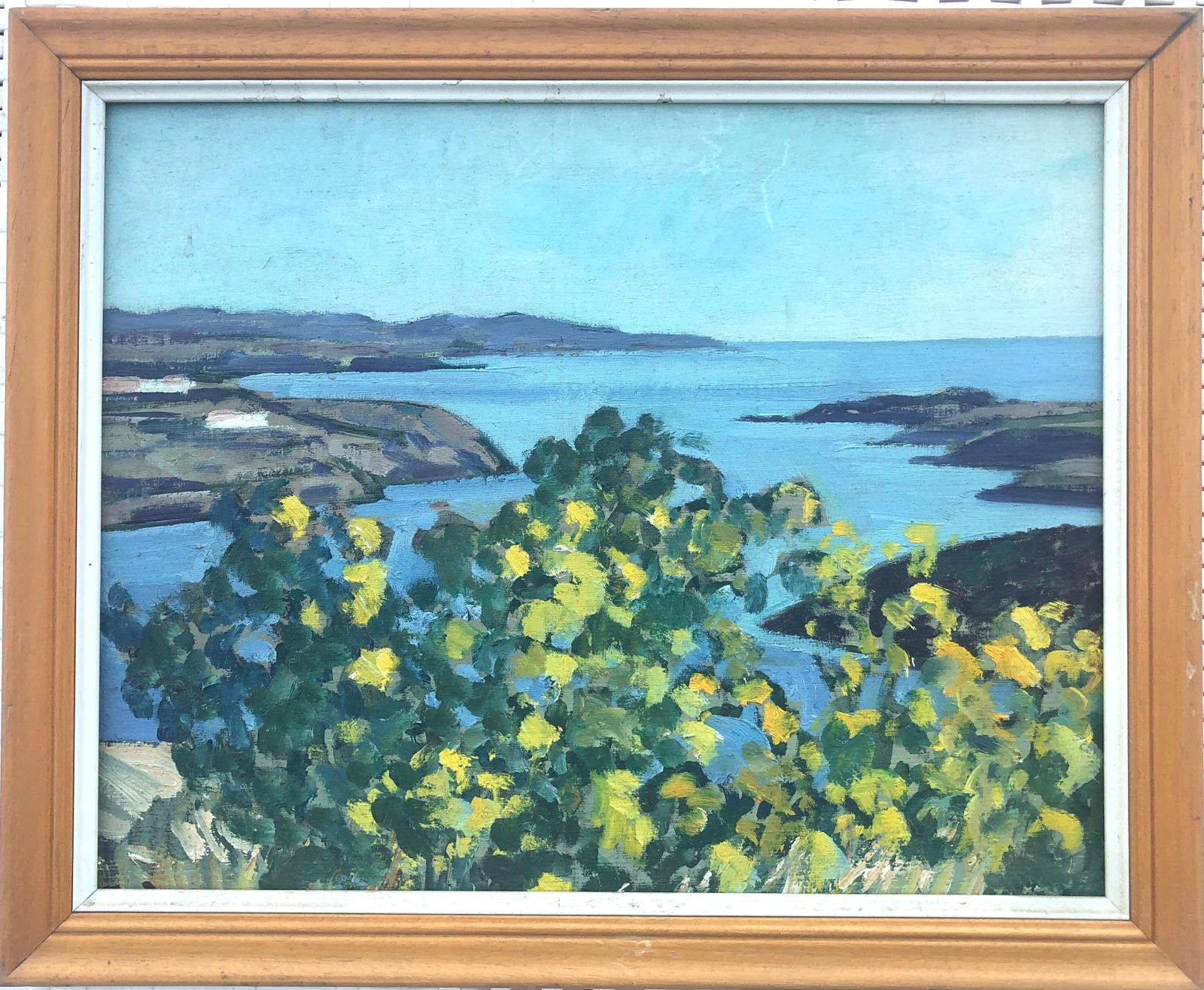 Rafael Duran Benet Costa Brava Oil Painting Spanish Seascape Mediterranean European Art C.1990 photo furniture