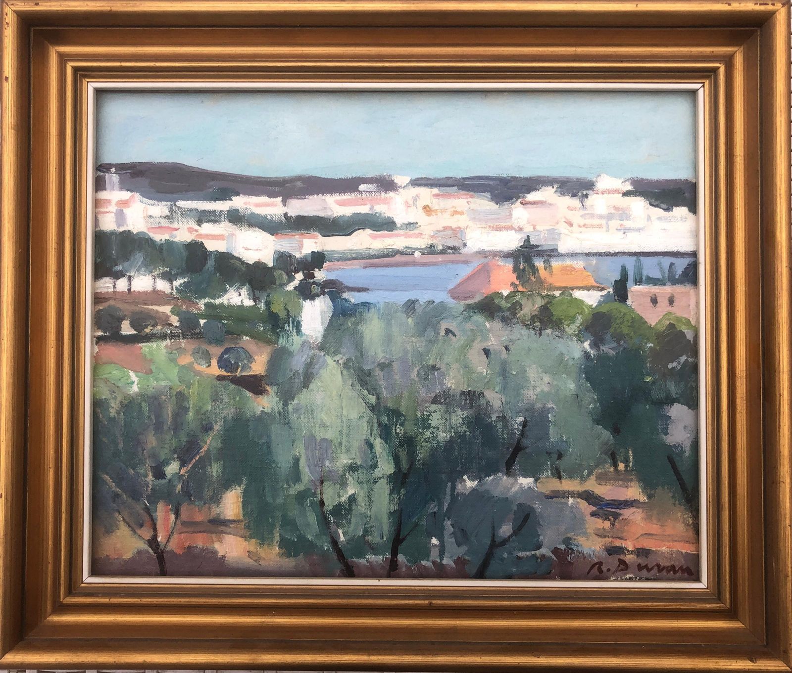 Rafael Duran Benet Cadaques Spain Oil Painting Spanish Mediterranean Seascape C.1990 photo furniture