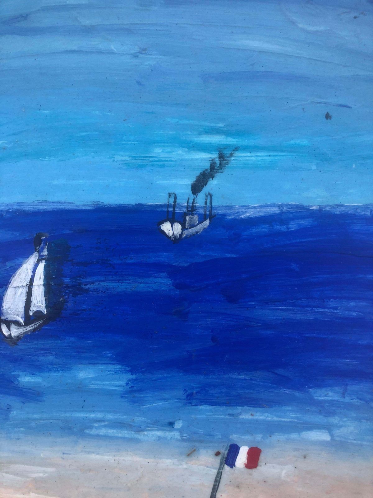 Unknown France Beach Acrylic Painting Seascape C.2000 photo furniture