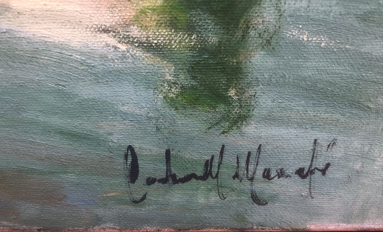 Francisco Carbonell Massabe Mediterranean Port Landscape Boats Reflections Spanish Coastal Oil Canvas C.1995 photo furniture