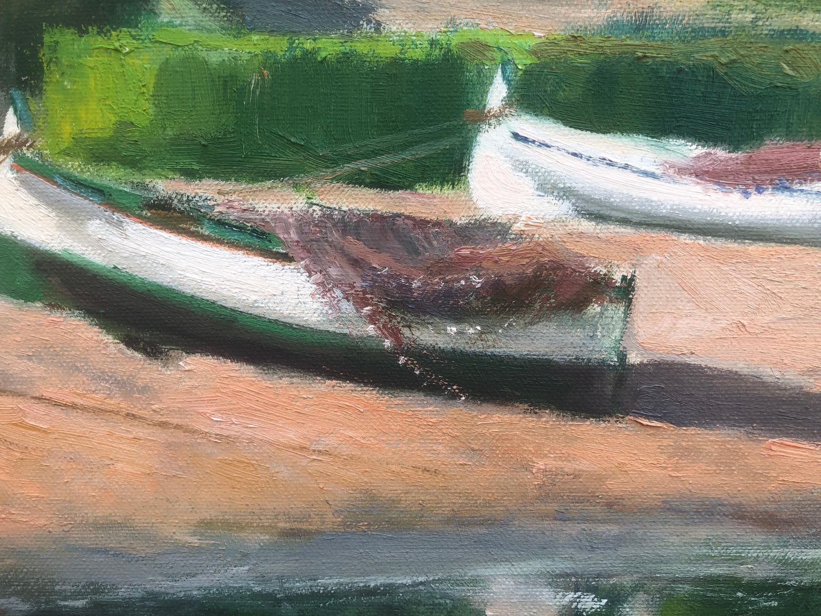 Francisco Carbonell Massabe Mediterranean Port Landscape Boats Reflections Spanish Coastal Oil Canvas C.1995 photo for sale