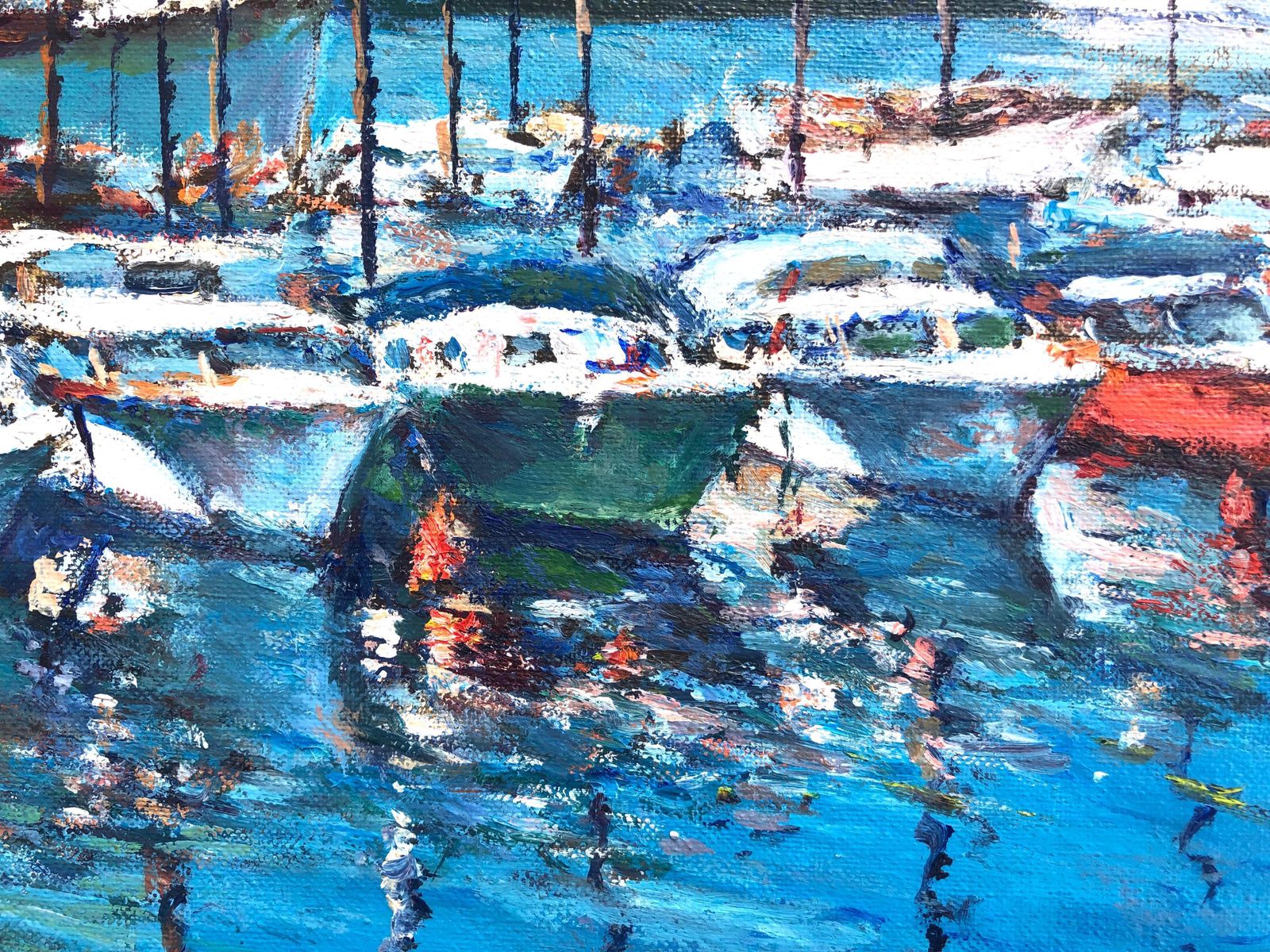 Francesc Saborit Barcelona Nautical Port Club Oil On Canvas Painting 1991 photo vinterior